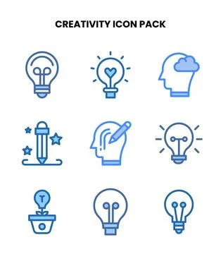Creativity Two Colour Scalable Icons Pack Stock Illustration