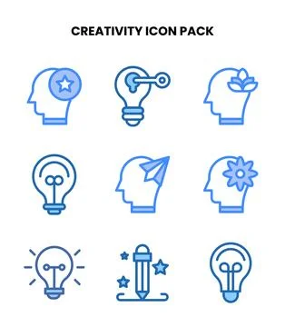 Creativity Two Colour Vector Icons Pack Stock Illustration