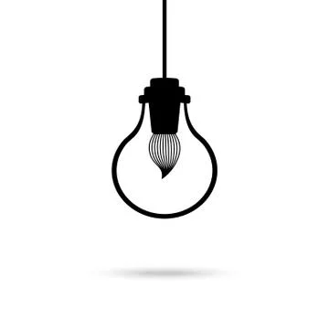 Creativity visualisation of a light bulb with brush inside symbol vector Stock Illustration