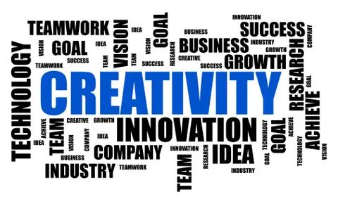 Creativity word cloud concept on white background Stock Illustration