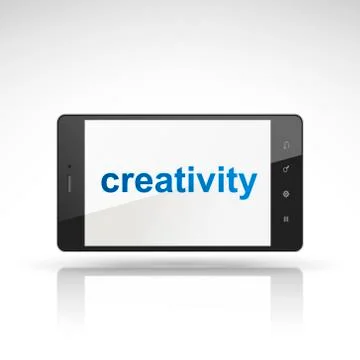 Creativity word on mobile phone Stock Illustration
