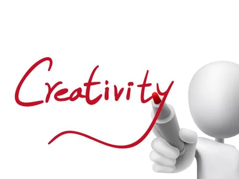 Creativity word written by 3d man Stock Illustration
