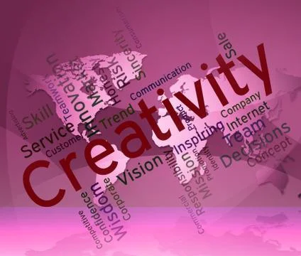 Creativity Words Represents Creative Inventions And Vision Stock Illustration