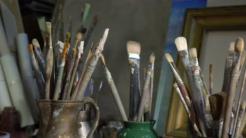 Creativity Workshop, art studio or Class for Artist. Professional painting tools Видео 142686114
