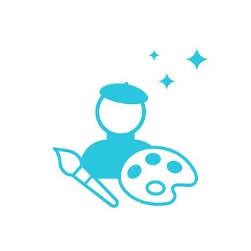 Creator, artist, painter icon  Isolated on white background. From blue icon s Stock Illustration