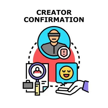 Creator confirming identity for online content creation Stock Illustration
