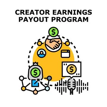 Creator earnings payout program concept illustration 스톡 일러스트