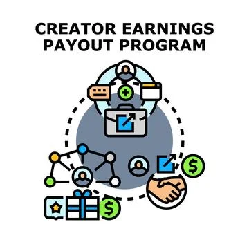 Creator earnings payout program concept illustration Stock Illustration