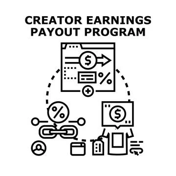 Creator earnings payout program concept illustration Stock Illustration