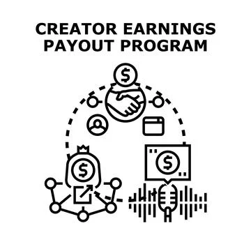 Creator earnings payout program concept illustration Stock Illustration