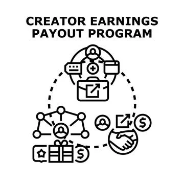 Creator earnings payout program concept illustration Stock Illustration