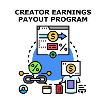 Creator earnings payout program concept illustration Stock Illustration