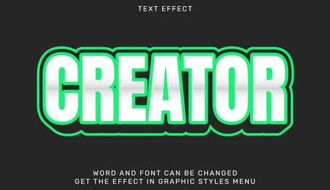 Creator text effect template in 3d design Stock Illustration