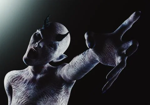 Creature from another planet, weird creature or zombie, 3d rendering Stock Illustration