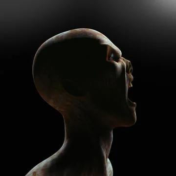 Creature from another planet, weird creature or zombie, 3d rendering. Halloween Stock Illustration