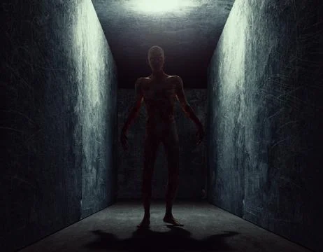 Creature from another planet, weird creature or zombie, 3d rendering Ilustración de archivo