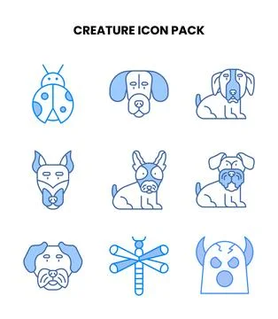 Creature Blue Graphics Icons Pack Stock Illustration
