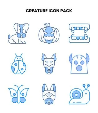 Creature Blue Graphics Icons Pack Stock Illustration