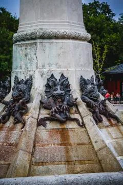 Creature, devil figure, bronze sculpture with demonic gargoyles and monsters 写真素材