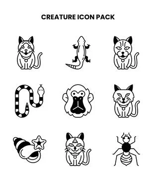 Creature DuoTone Bundle Icons Pack Stock Illustration