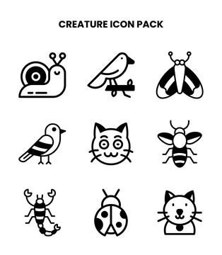 Creature DuoTone Collection Icons Pack Stock Illustration