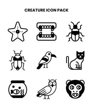 Creature DuoTone Collection Icons Pack Illustrazione stock