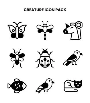 Creature DuoTone Design Icons Pack Illustrazione stock