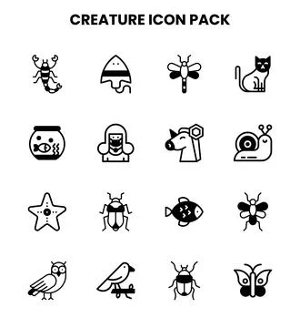 Creature DuoTone Design Icons Pack Stock Illustration