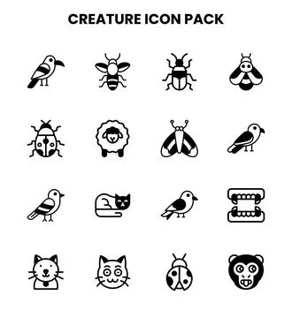 Creature DuoTone Graphics Icons Pack Stock Illustration