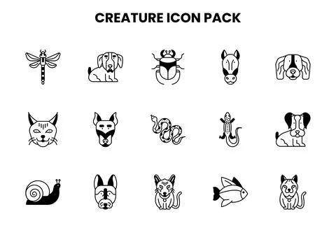 Creature DuoTone Icons Pack Stock Illustration