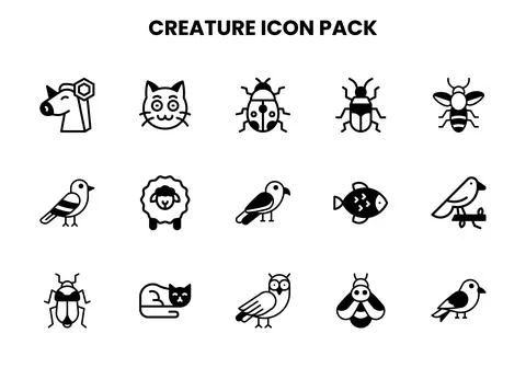 Creature DuoTone Icons Pack Stock Illustration