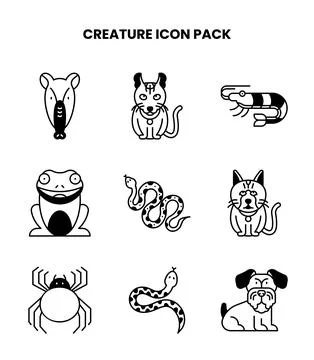 Creature DuoTone Scalable Icons Pack Stock Illustration