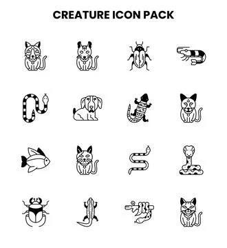 Creature DuoTone Scalable Icons Pack Stock Illustration