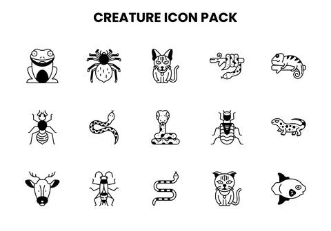Creature DuoTone Vector Icons Pack Stock Illustration