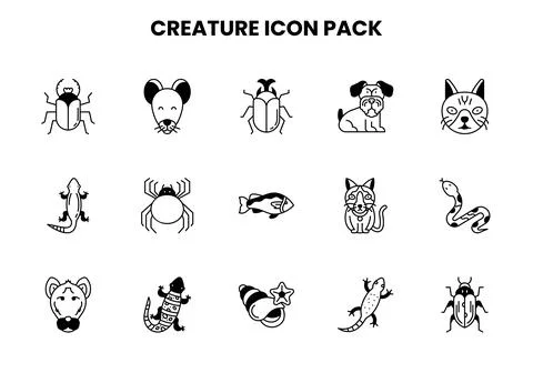 Creature DuoTone Vector Icons Pack Stock Illustration