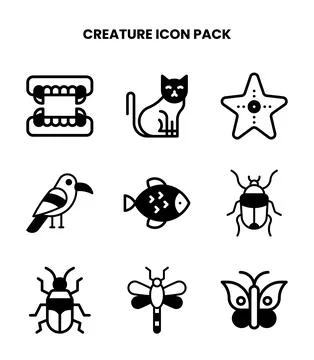 Creature DuoTone Vector Icons Pack Stock Illustration