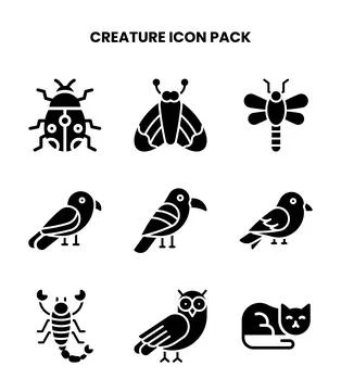 Creature Glyph Scalable Icons Pack Ilustración de archivo