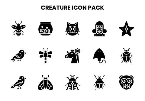 Creature Glyph Set Icons Pack イラスト素材