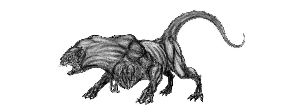 Creature from hell devil's cat monster beast nightmare horrible creature Stock Illustration