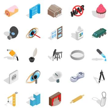 Creature icons set, isometric style Stock Illustration