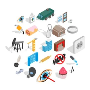 Creature icons set, isometric style Illustrazione stock