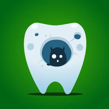 A creature inside big hole of tooth Stock Illustration