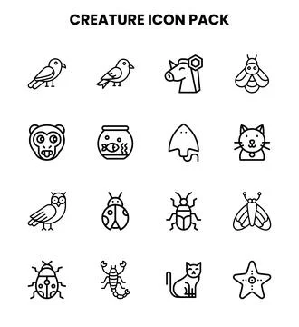 Creature Line Design Icons Pack イラスト素材