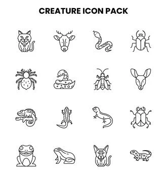 Creature Line Scalable Icons Pack Illustrazione stock