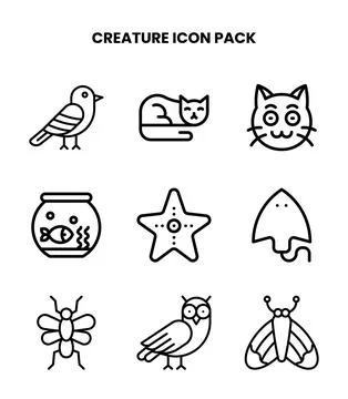 Creature Line Scalable Icons Pack Illustrazione stock
