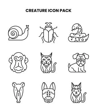 Creature Line Scalable Icons Pack Illustrazione stock