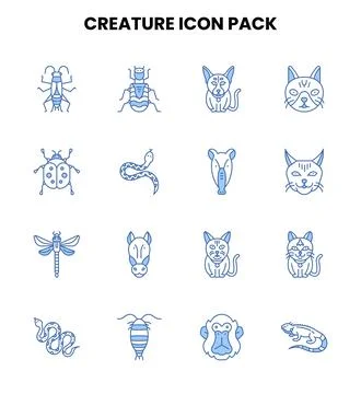 Creature Two Color Blue Scalable Icons Pack イラスト素材