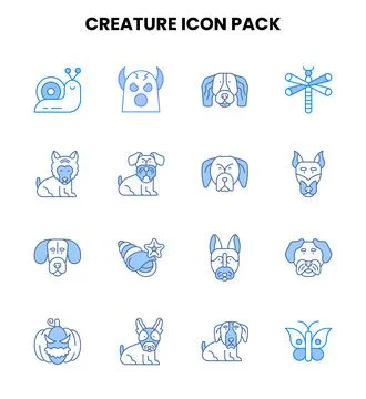 Creature Two Colour Collection Icons Pack Ilustración de archivo