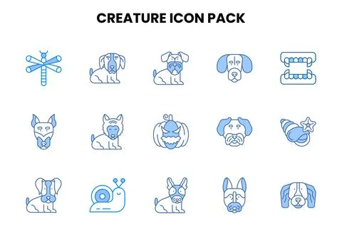 Creature Two Colour Design Icons Pack イラスト素材