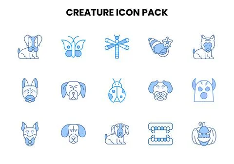 Creature Two Colour Design Icons Pack Illustrazione stock